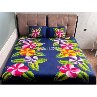 Rayon Bedsheet Hand Painted Floral Design by Balinese Artisans